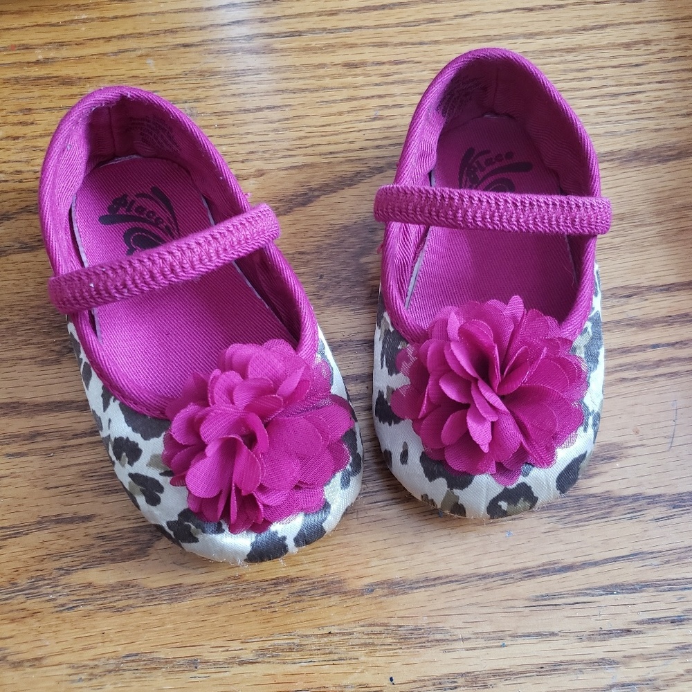 Infant girls pink and leopard ballet flats